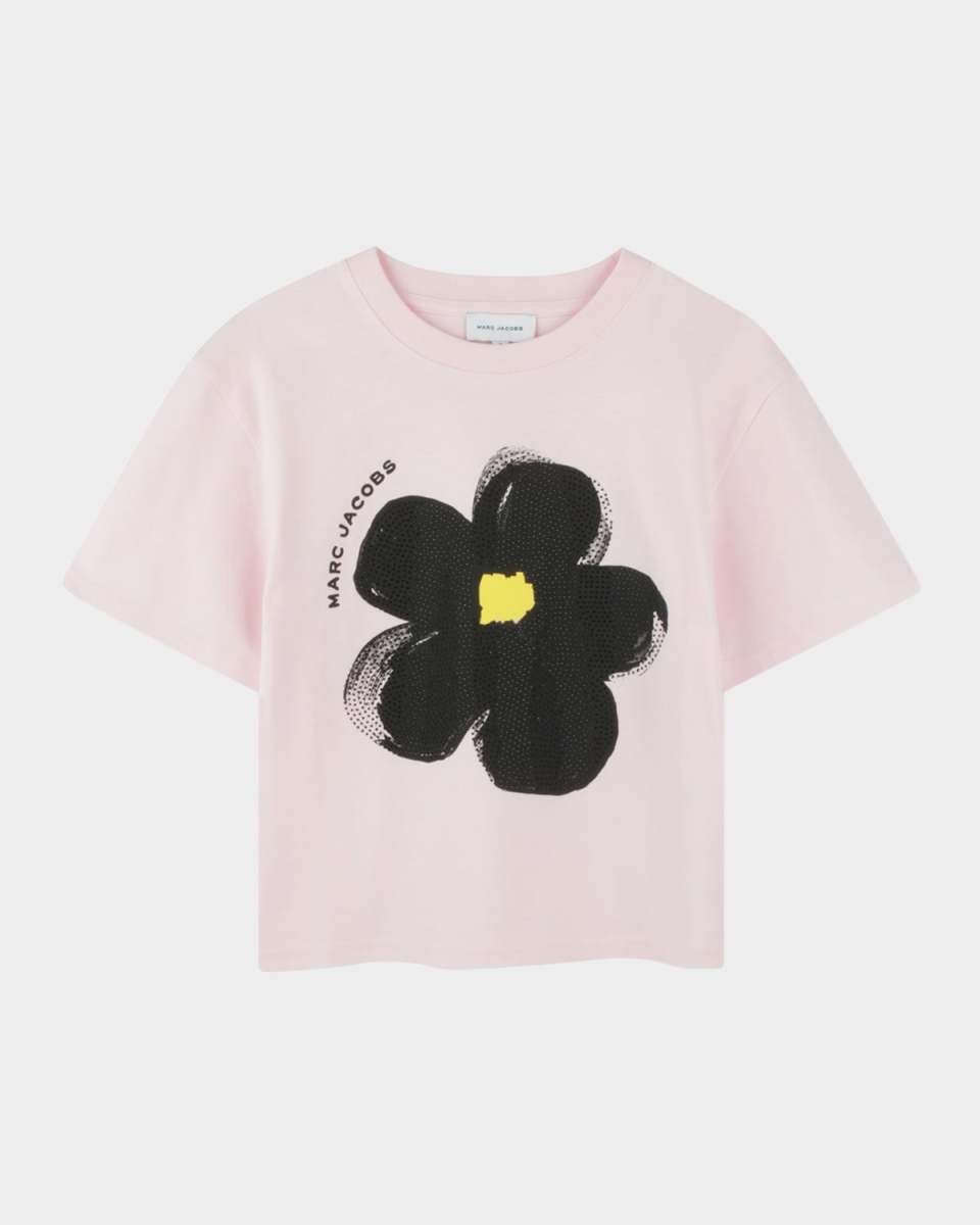 Girl's Rhinestone Floral-Print Jersey Tee, Size 2-
